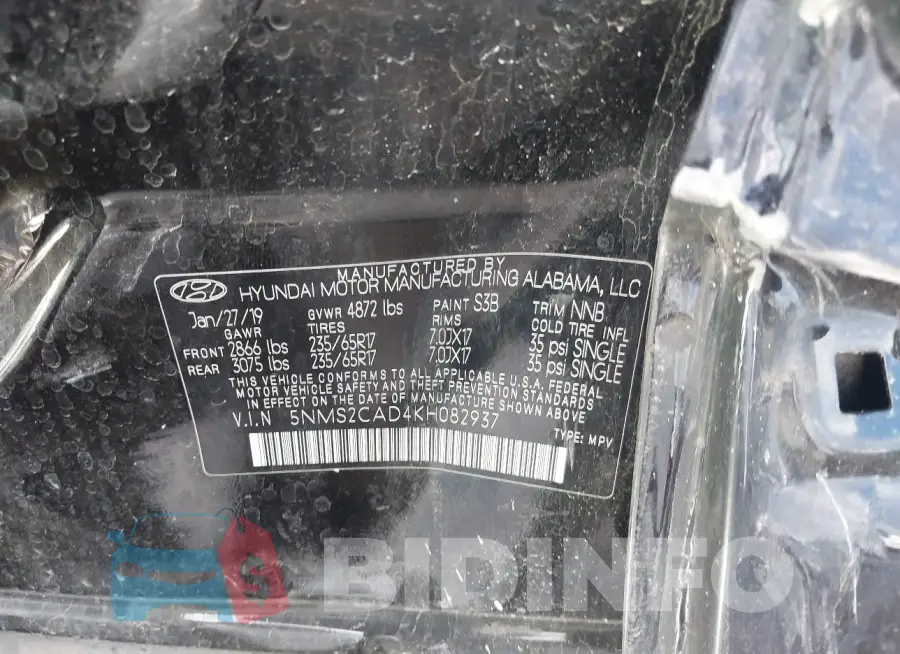 5NMS2CAD4KH082937 Photo# 9