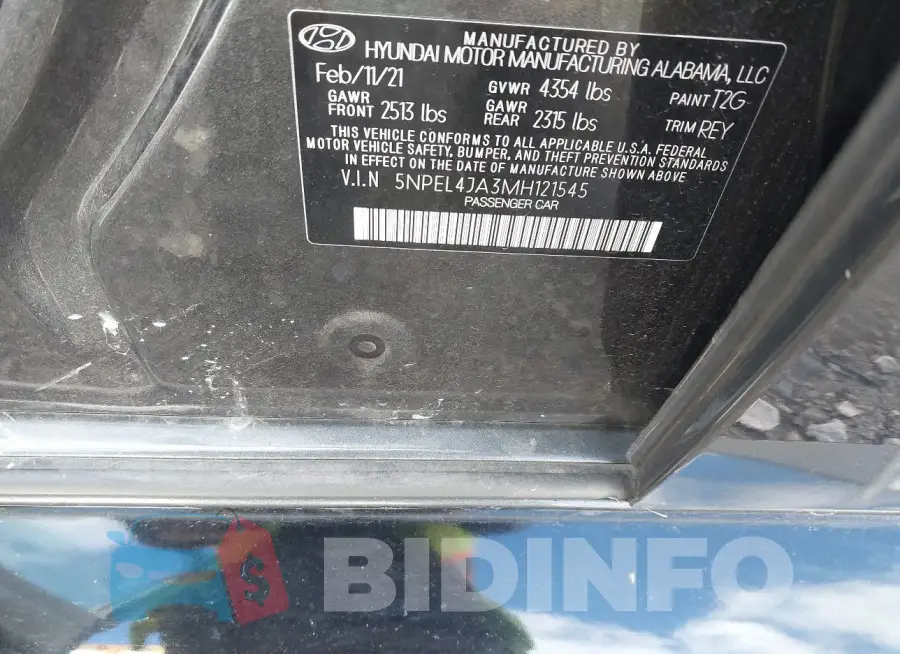 5NPEL4JA3MH121545 Photo# 9
