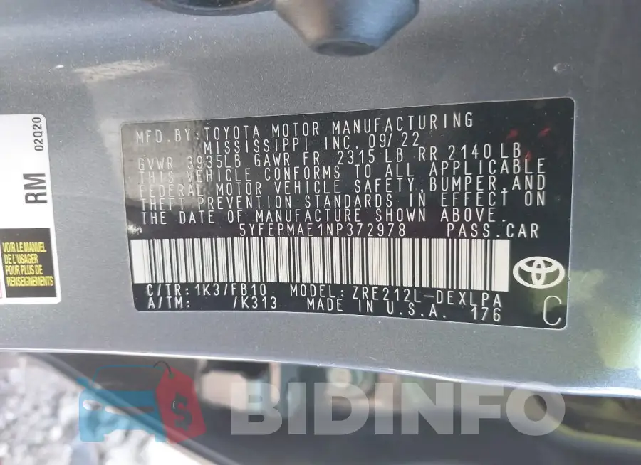 5YFEPMAE1NP372978 Photo# 9