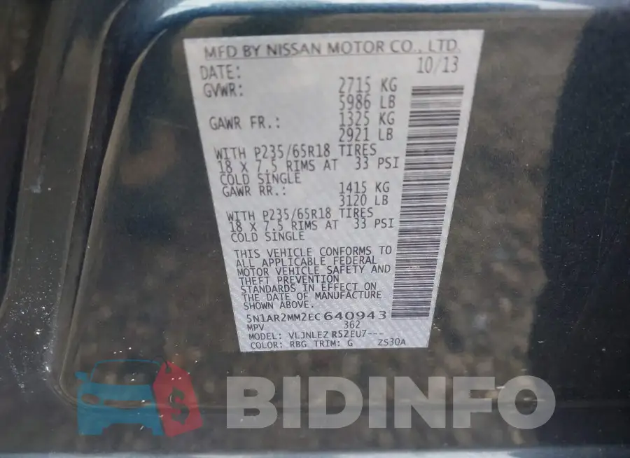 5N1AR2MM2EC640943 Photo# 9