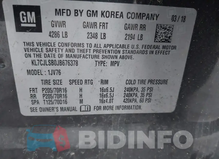 KL7CJLSB0JB676378 Photo# 9