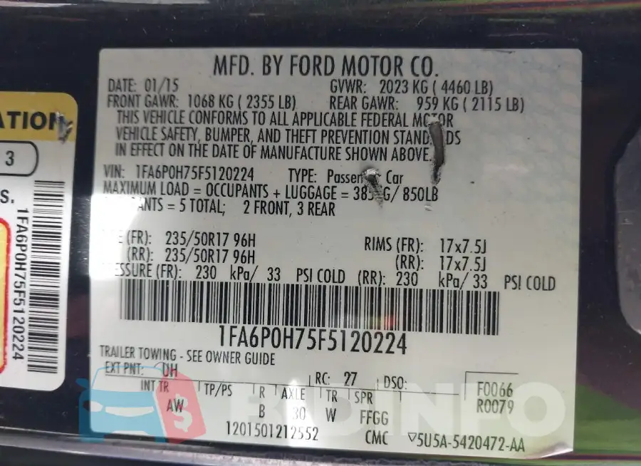1FA6P0H75F5120224 Photo# 9