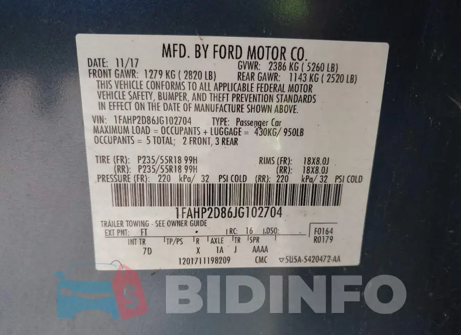 1FAHP2D86JG102704 Photo# 9