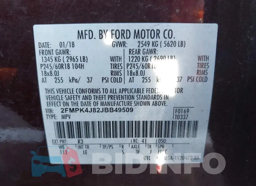 2FMPK4J82JBB49509 Photo# 9