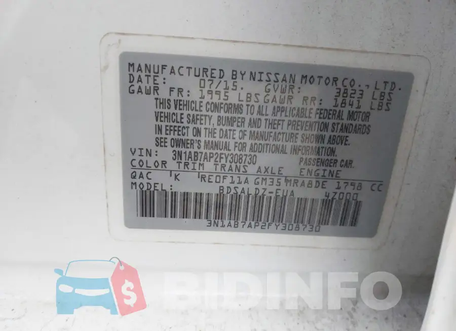 3N1AB7AP2FY308730 Photo# 9