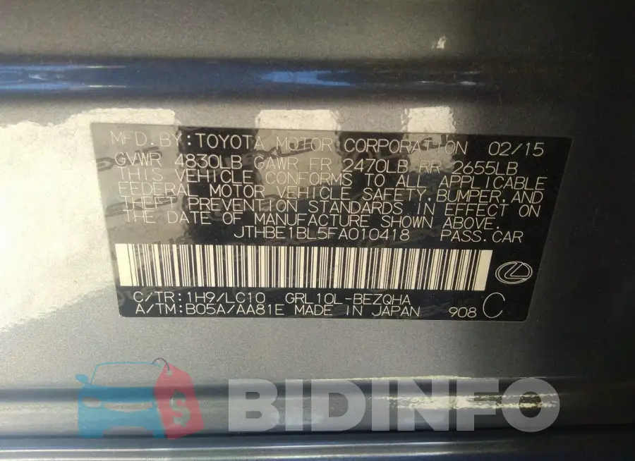 JTHBE1BL5FA010418 Photo# 9