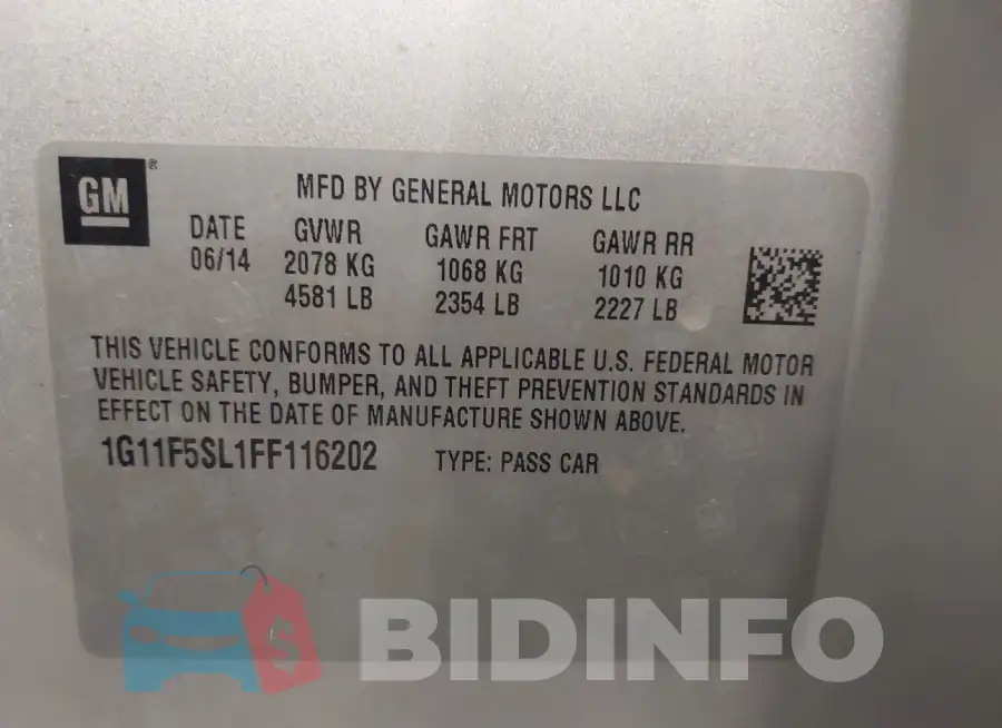 1G11F5SL1FF116202 Photo# 9