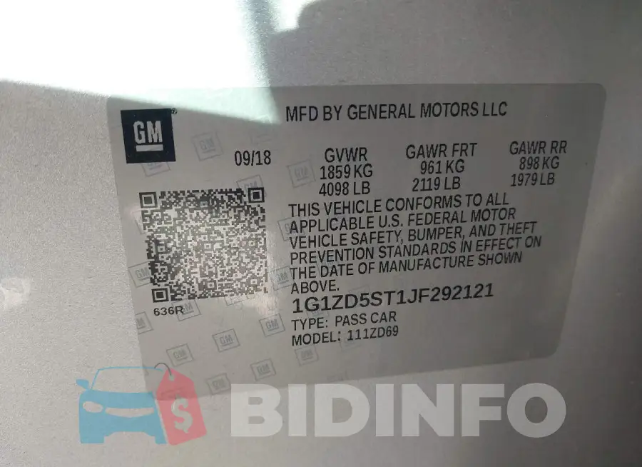 1G1ZD5ST1JF292121 Photo# 9