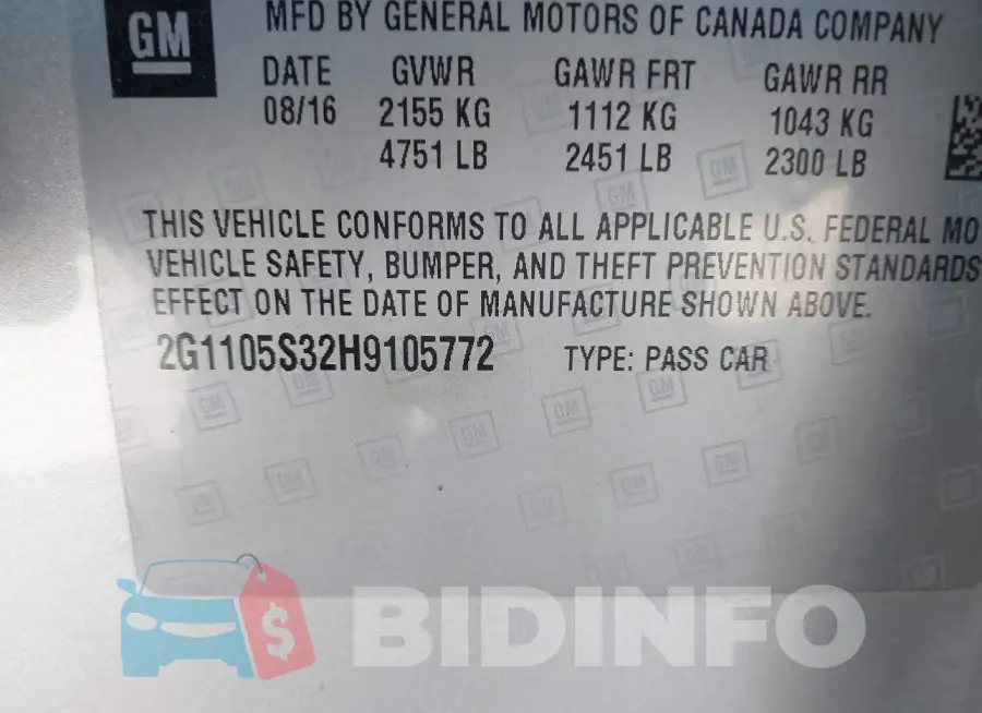 2G1105S32H9105772 Photo# 9