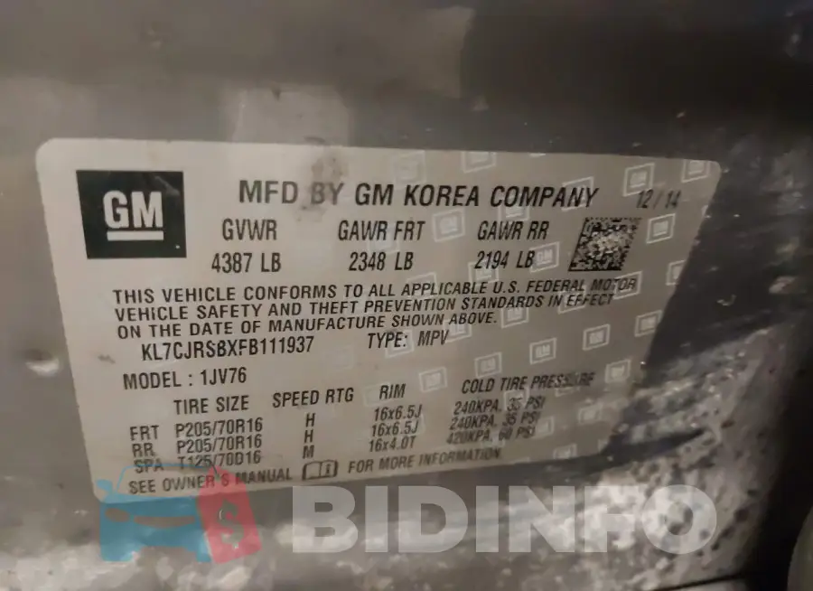 KL7CJRSBXFB111937 Photo# 9