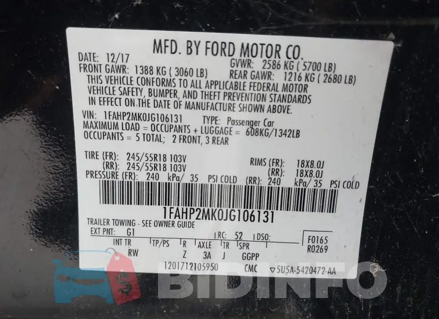 1FAHP2MK0JG106131 Photo# 9