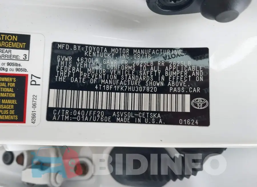 4T1BF1FK7HU307820 Photo# 9