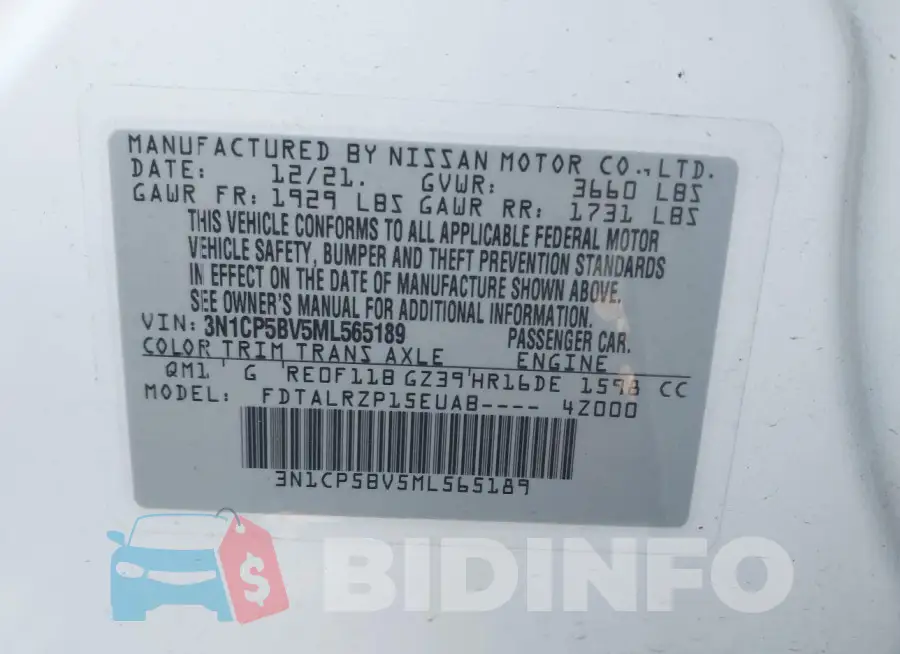 3N1CP5BV5ML565189 Photo# 9