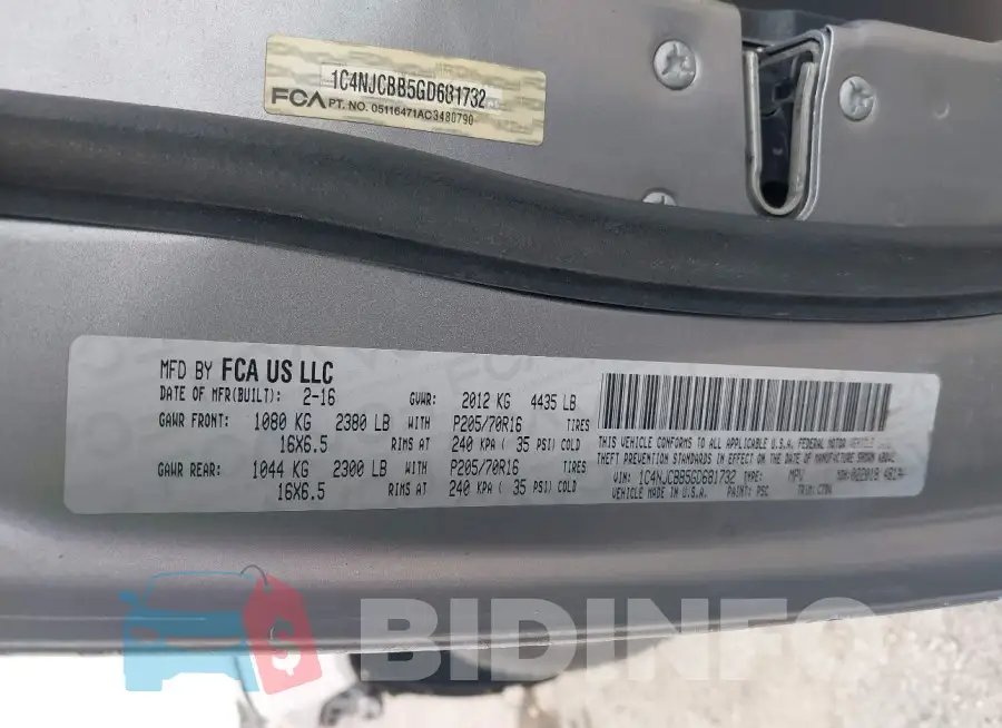 1C4NJCBB5GD681732 Photo# 9