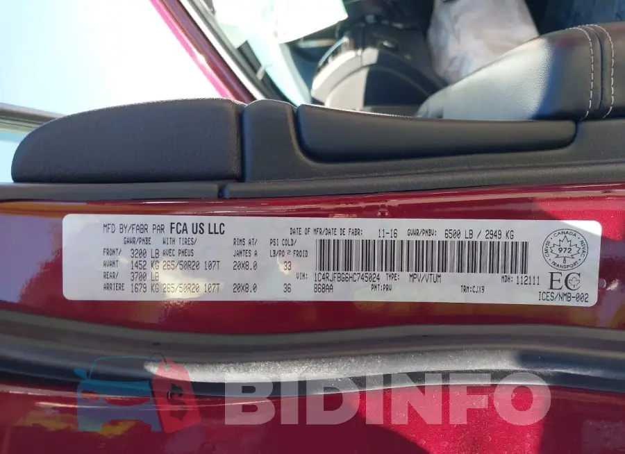 1C4RJFBG6HC745024 Photo# 9