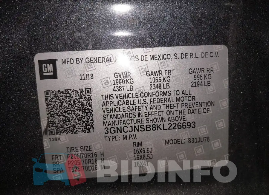3GNCJNSB8KL226693 Photo# 9