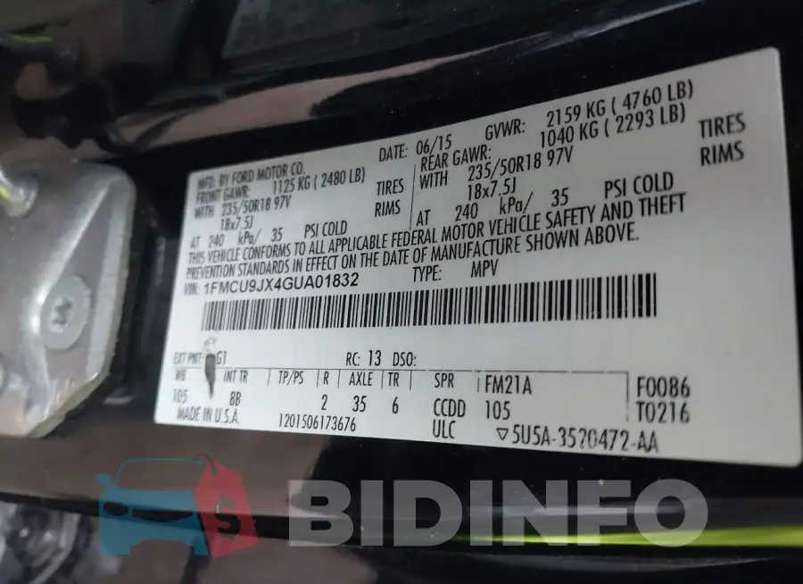 1FMCU9JX4GUA01832 Photo# 9