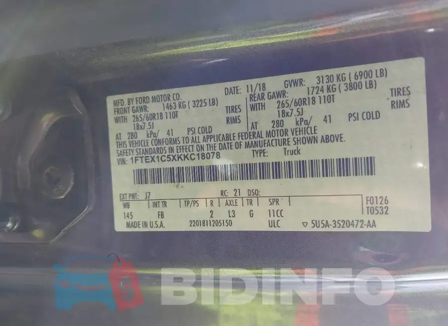 1FTEX1C5XKKC18078 Photo# 9