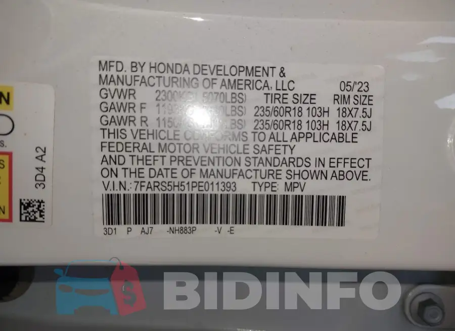 7FARS5H51PE011393 Photo# 9