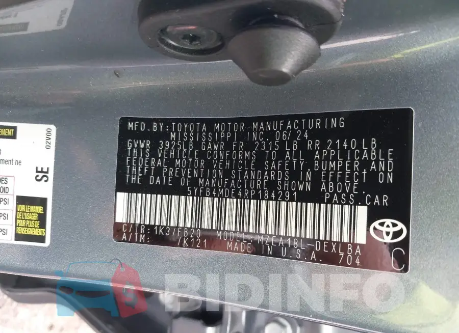 5YFB4MDE4RP184291 Photo# 9