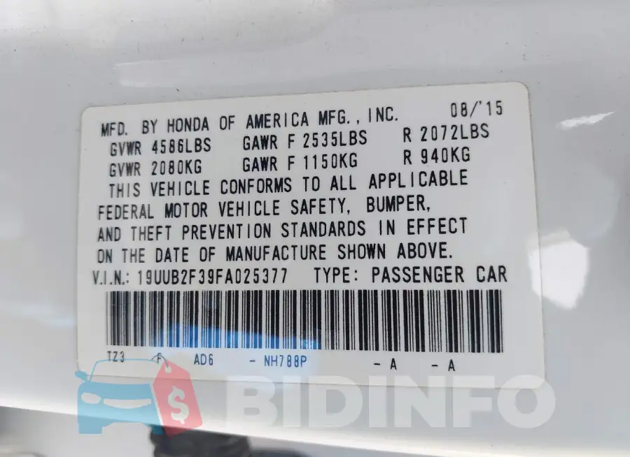19UUB2F39FA025377 Photo# 9