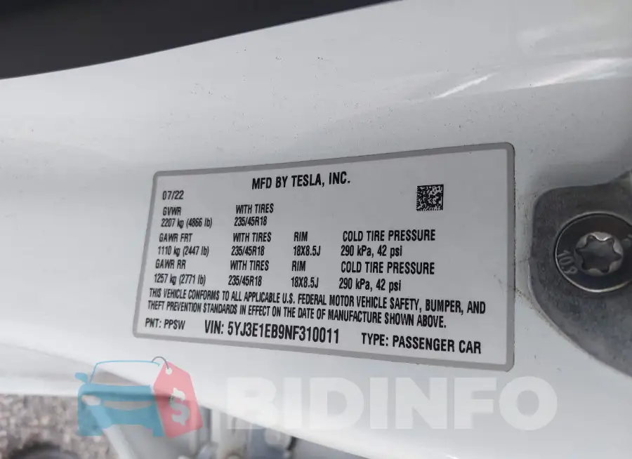 5YJ3E1EB9NF310011 Photo# 9