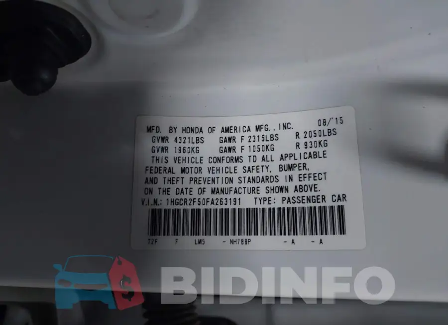1HGCR2F50FA263191 Photo# 9