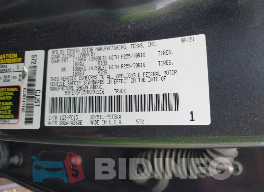 5TFEY5F15MX291216 Photo# 9