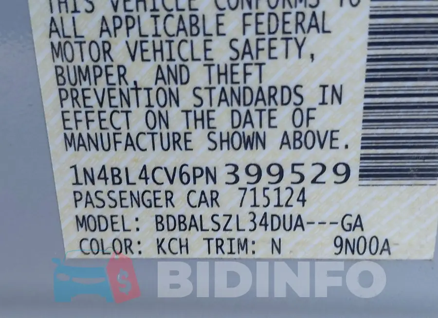1N4BL4CV6PN399529 Photo# 9