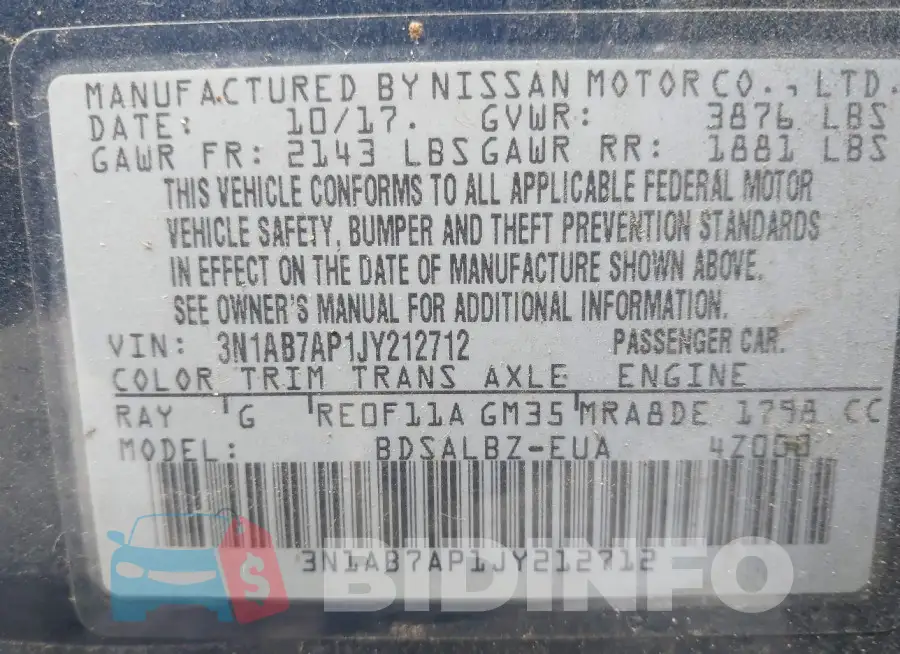 3N1AB7AP1JY212712 Photo# 9