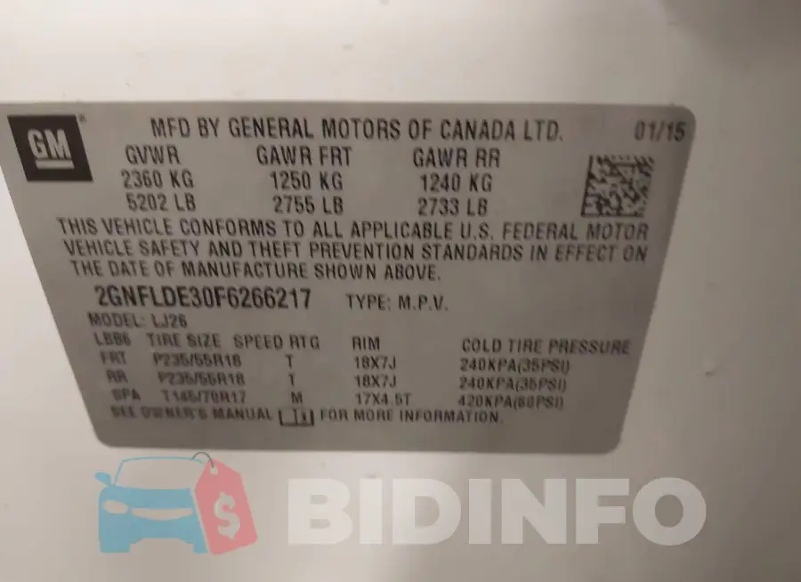 2GNFLDE30F6266217 Photo# 9
