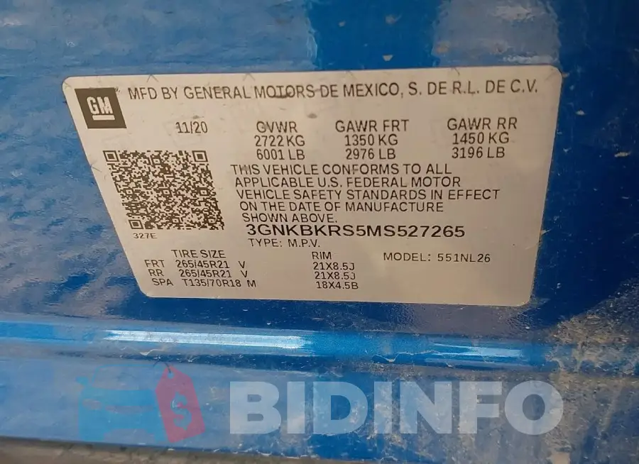 3GNKBKRS5MS527265 Photo# 9