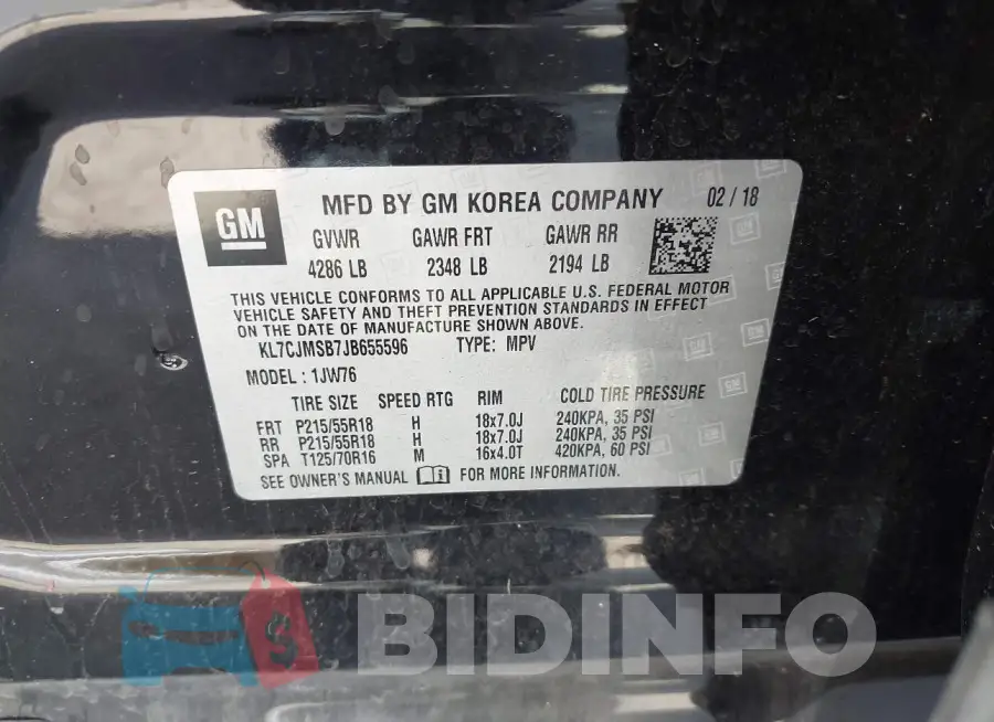 KL7CJMSB7JB655596 Photo# 9