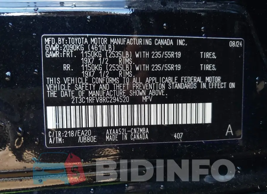 2T3C1RFV8RC294520 Photo# 9