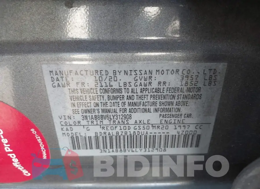 3N1AB8BV6LY312908 Photo# 9