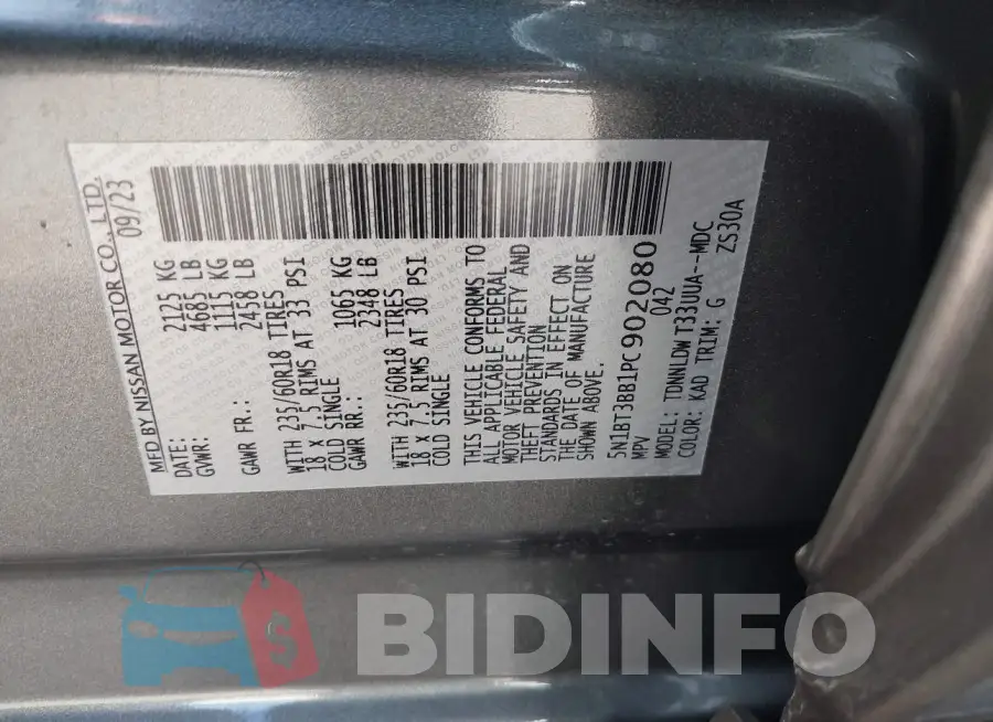 5N1BT3BB1PC902080 Photo# 9