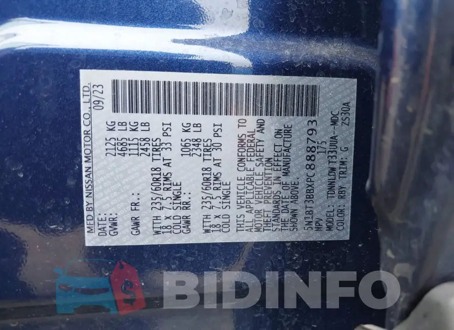 5N1BT3BBXPC888793 Photo# 9