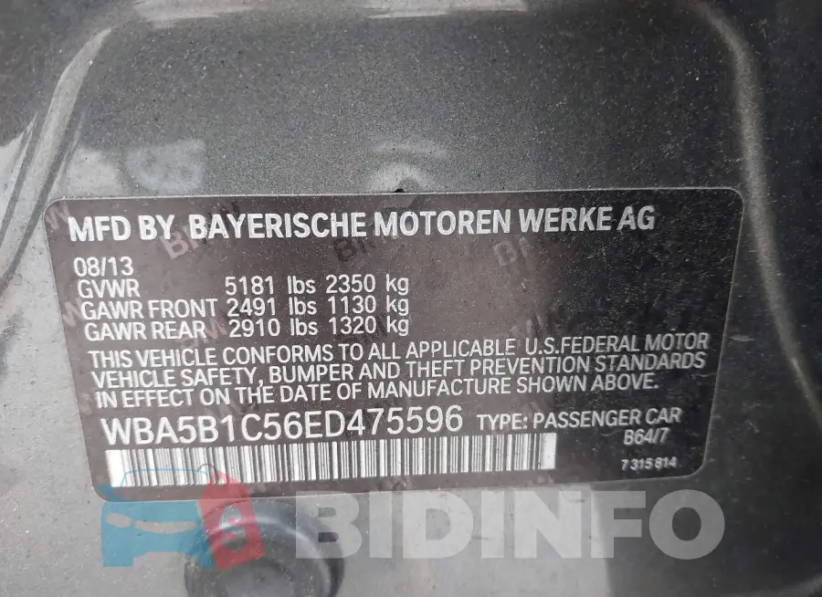 WBA5B1C56ED475596 Photo# 9
