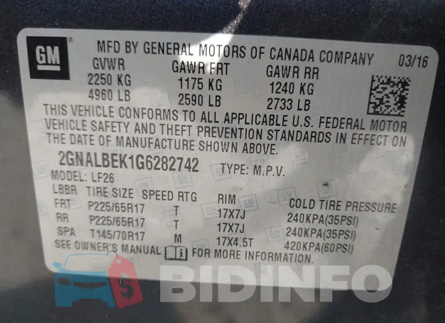 2GNALBEK1G6282742 Photo# 9