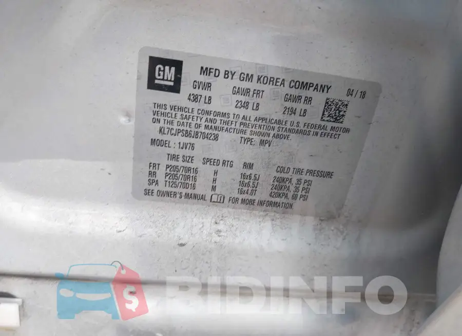 KL7CJPSB6JB704238 Photo# 9