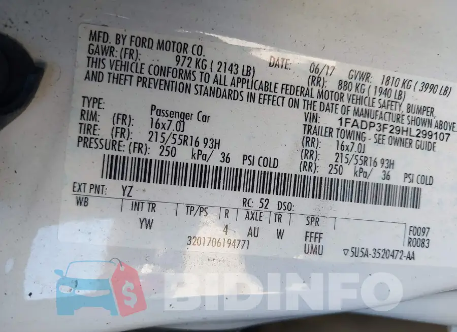 1FADP3F29HL299107 Photo# 9