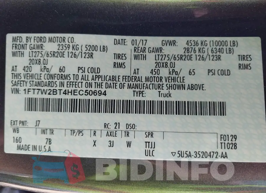 1FT7W2BT4HEC50694 Photo# 9
