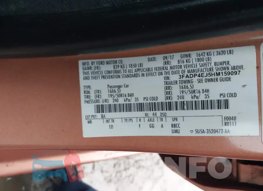 3FADP4EJ5HM159097 Photo# 9
