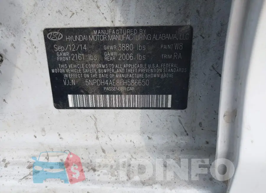 5NPDH4AE8FH586650 Photo# 9