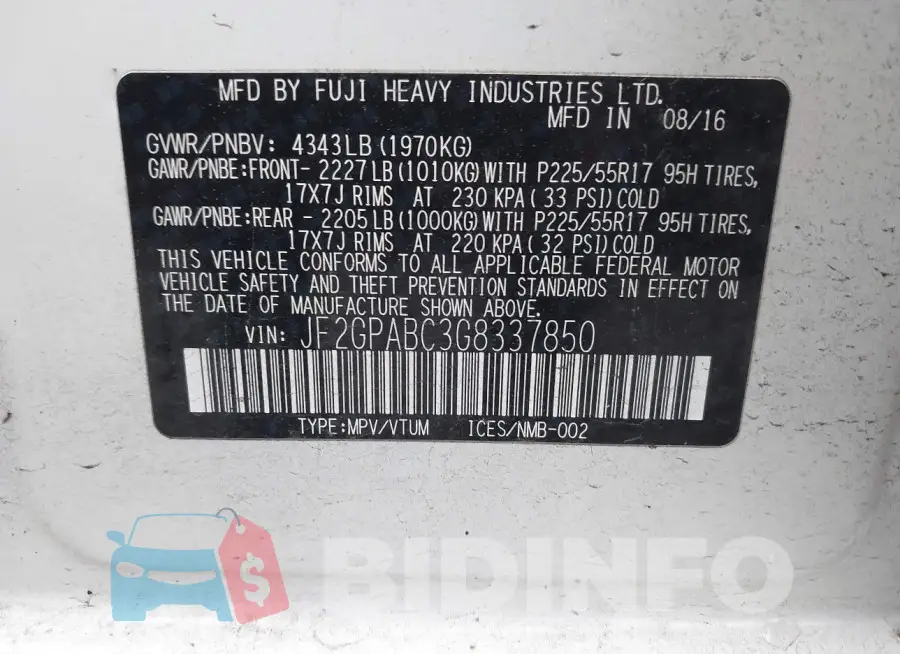 JF2GPABC3G8337850 Photo# 9
