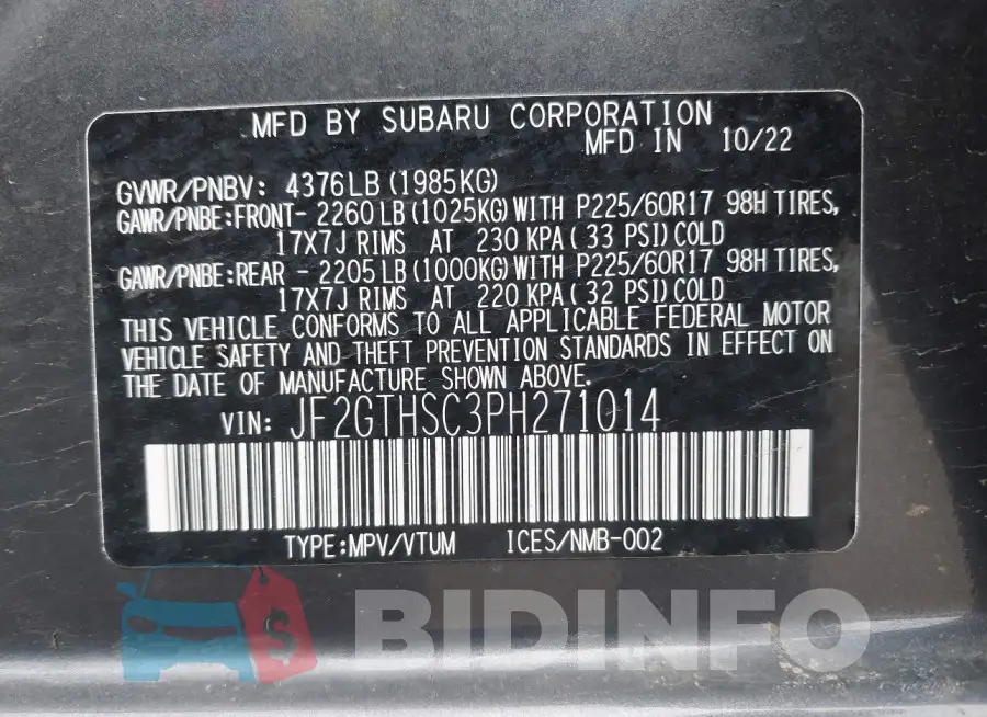 JF2GTHSC3PH271014 Photo# 9