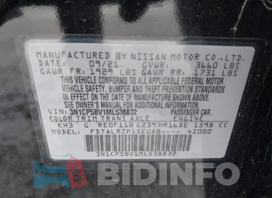 3N1CP5BV1ML538832 Photo# 9