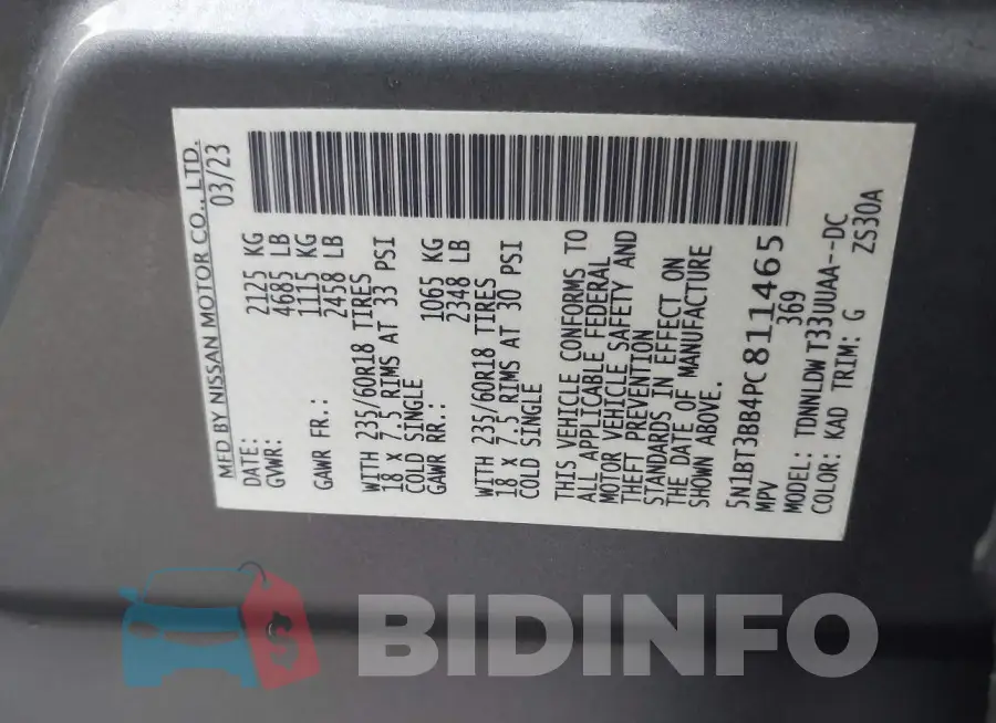 5N1BT3BB4PC811465 Photo# 9