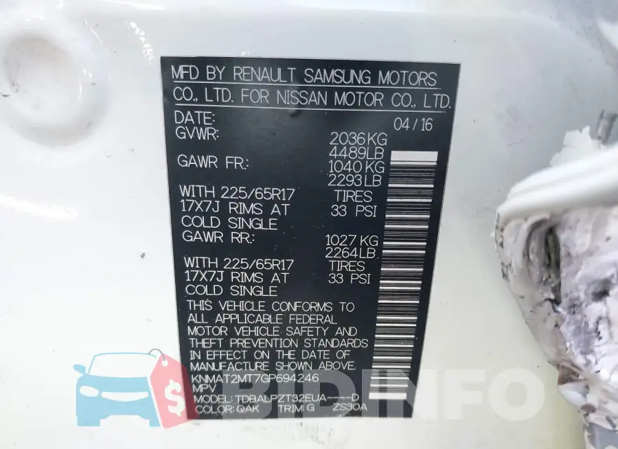 KNMAT2MT7GP694246 Photo# 9
