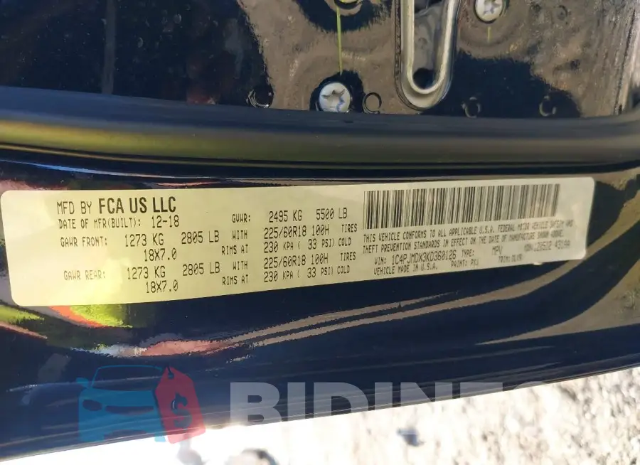 1C4PJMDX3KD360126 Photo# 9